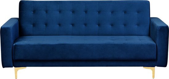 Beliani Aberdeen 3-Zitsbank Blauw Fluweel 160x108