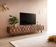 DELIFE meuble TV Fevo Acacia Brun 200 cm 4 portes pieds en L lowboard