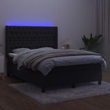 Maison Exclusive - Lit boxspring avec matelas et éclairage LED, noir, 140x200 cm, velours