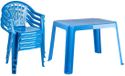 Plasticforte Ensemble de jardin pour enfants - plastique - bleu - avec 4x chaises - extérieur/intérieur