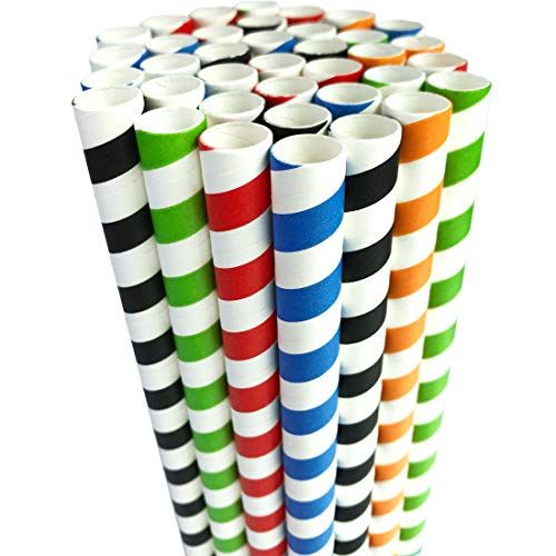 Bubble Tea Strojes Papier Rietjes Smoothies Melkthee Milkshake Boba Thee Papieren Rietje Wegwerp 12mm Breed Stro voor Partij Voorraden Bruiloft Verjaardag Festivals Kleurrijk 50 pack