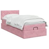 vidaXL Ottoman bed met matras met hoofdeinde Roze 90 x 200 cm Fluweel