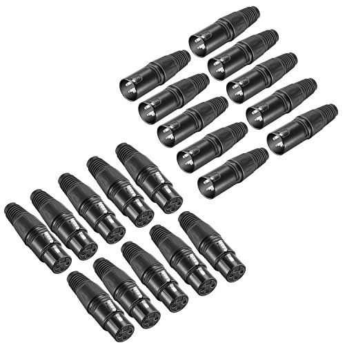 Neewer Microslangaansluiting voor 3-polige XLR-oplader, 20 stuks, audio-aansluiting voor microfoonaansluiting met oplaadkabel, 10 mannelijke en 10 vrouwelijke connectoren, van zinklegering