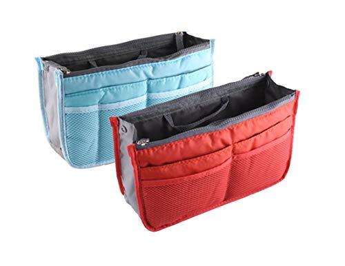 NOVAGO 2 stuks organizer tas binnenopslag voor hand- of reistas (verschillende kleuren beschikbaar) (blauw + oranje, 2 zakken)