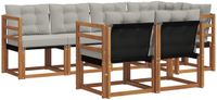 vidaXL Hoek loungeset 7-zits Naturel en lichtgrijs Acacia hout