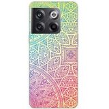 OnePlus Bedrukt siliconen hoesje compatibel met OnePlus 10T 5G Mandala pastel