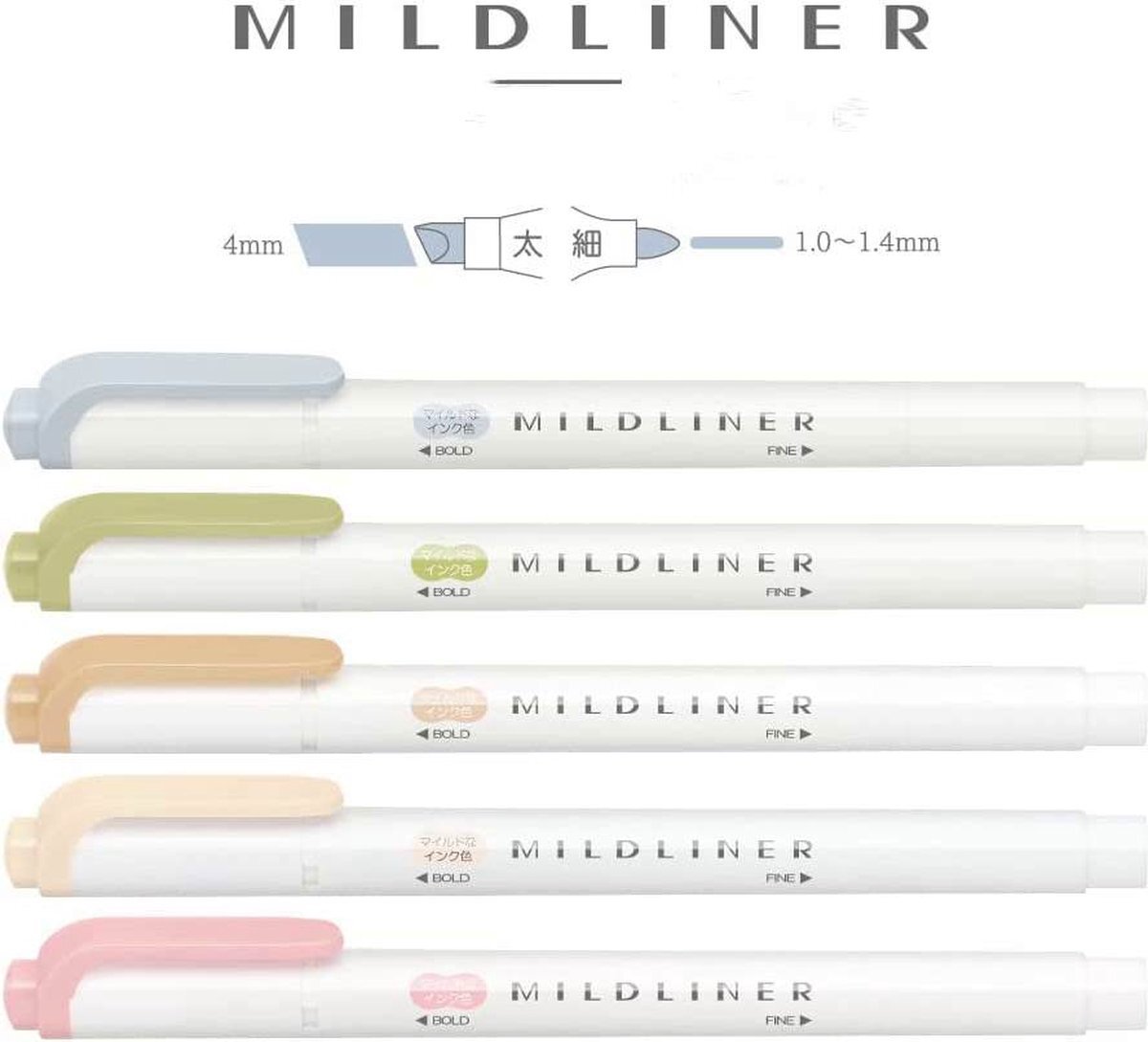 Zebra Mildliner Double Sided Highlighter - 2022 New Natural Colors Set van 5 verpakt in een Luxe Zipperbag formaat A5