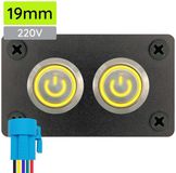 ProRide Interrupteurs à pression métalliques en panneau encastrable double 220V ON-OFF - 19mm - IP67 - Indicateur LED Jaune