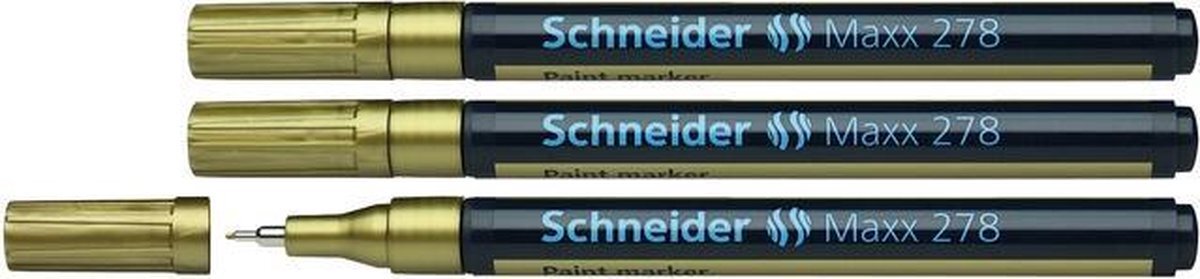 Schneider Schrijfwaren lakmarker Schneider Maxx 278 0,8mm goud. Set á 3x S-127853-3