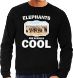 Bellatio Decorations Dieren kudde olifanten sweater zwart heren - elephants are serious cool trui - cadeau sweater olifant/ olifanten liefhebber XXL