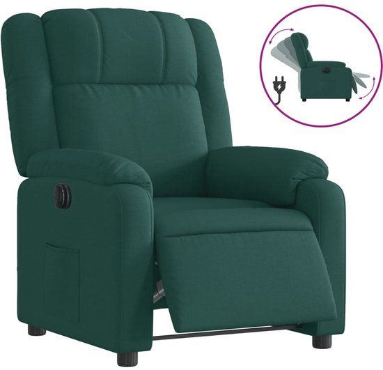 vidaXL Fauteuil verstelbaar elektrisch stof donkergroen