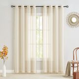Famanu Wan GmbH Vitrage Gordijn Beige Polyester 225x140cm (2 stuks)