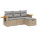 vidaXL 4-delige Loungeset met Kussens, Polyrattan, Beige en Grijs