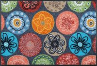 Kleen-Tex Wash+Dry Coralis Deurmat - 50 x 75cm - Blauw/Grijs/Oranje/Rood