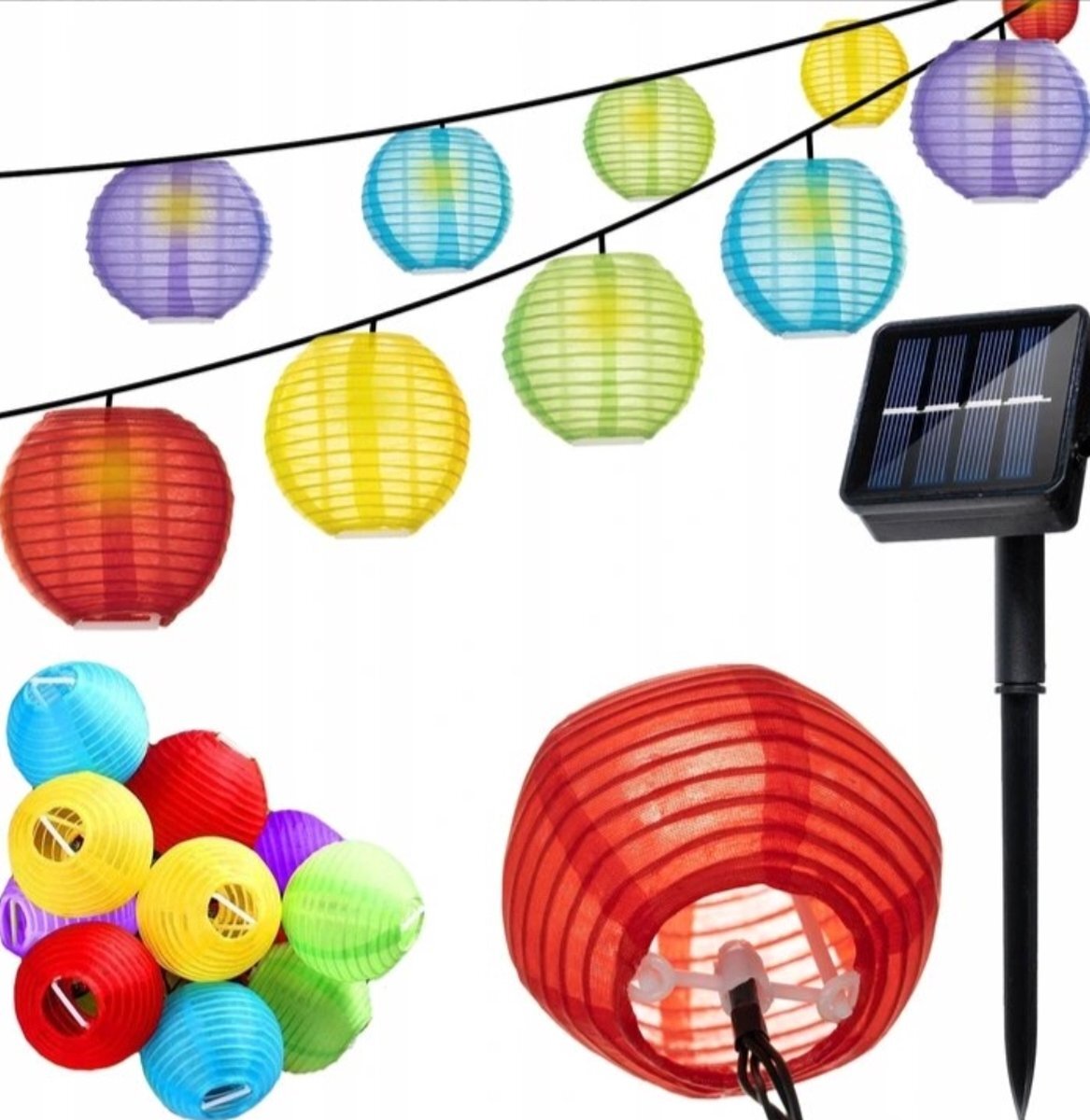 ilso tuinverlichting op zonnenergie - lampion verlichting - waterproof - 10 gekleurde lampen - 3 meter - IP44