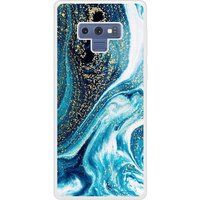 Samsung Galaxy Note Marbre bleu paillete Verstevigd hoesje met sublimatie bedrukking