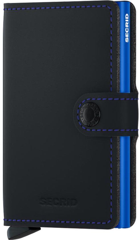 Secrid Miniwallet Matte Black & Blue - Card Wallet - RFID - Leather