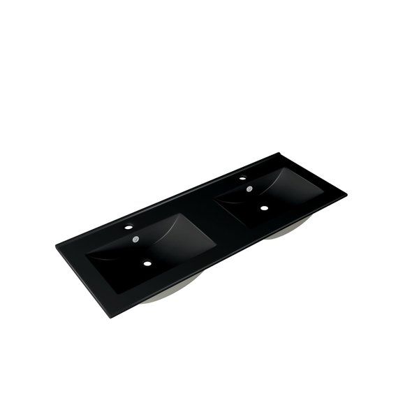 Adema Night meubelwastafel 121x2x46cm Mat Zwart 2120 EE Double Matt Black
