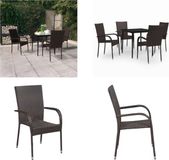 vidaXL Ensemble de salle à manger d'extérieur 5 pcs mobilier à dîner de jardin table et chaises de repas de patio meubles de terrasse marron et noir