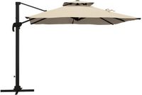 Merkloos Stemily Parasol - Zweefparasol - Vierkant - Kaki - Polyester - 294 x 294 x 270 cm