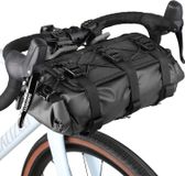 Sacoche de guidon de vélo 8 à 13 litres - Étanche - Fermeture à enroulement - Noir