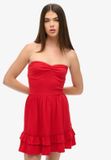 Superdry 50s Bandeau Mini Jurk met Kant - Dames - Jurken - Katoen - UK12-EU40 - Rood