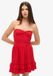 Superdry 50s Bandeau Mini Jurk met Kant - Dames - Jurken - Katoen - UK12-EU40 - Rood