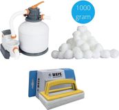Bestway Zwembadstofzuiger AquaReach & Filterpomp 2006 L/u & 4 Filters Type II & WAYS Scrubborstel