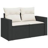 vidaXL 8-delige Loungeset met Kussens, Poly Rattan, Zwart
