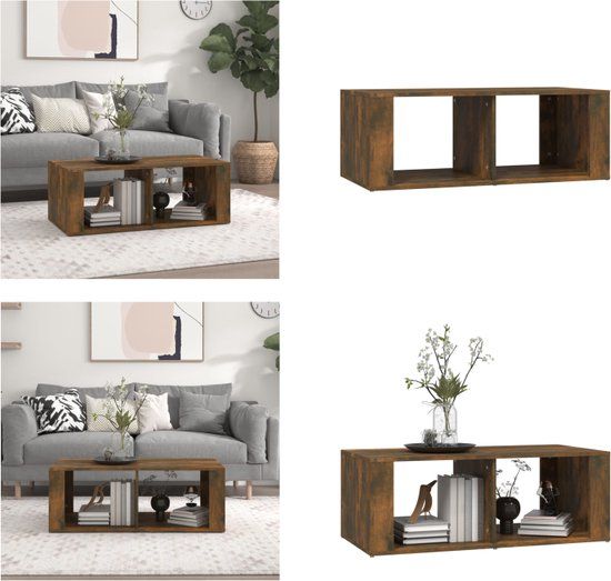 vidaXL Salontafel 100x50x36 cm bewerkt hout gerookt eikenkleurig