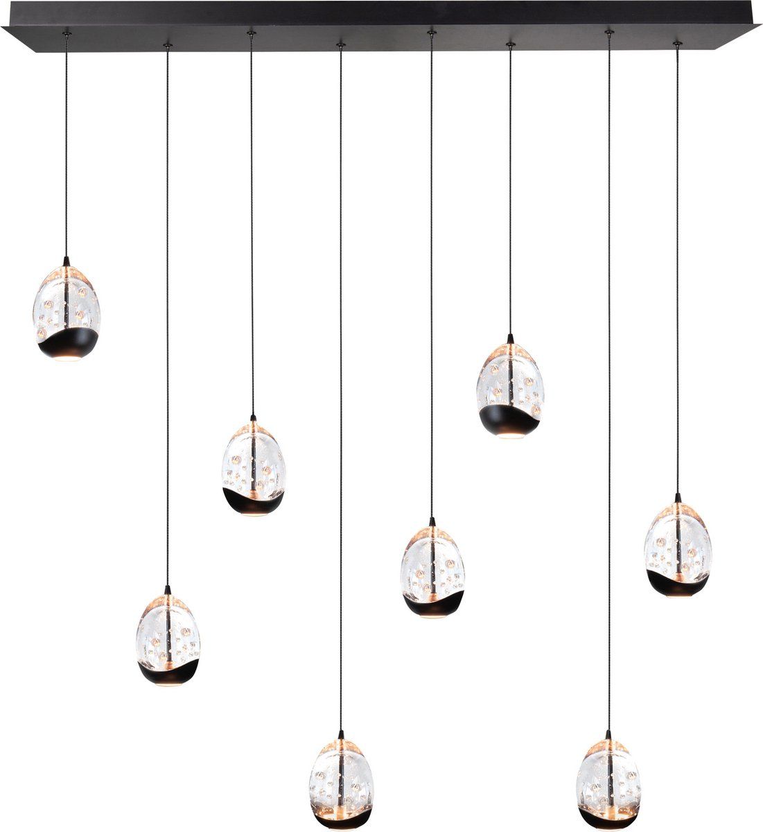 Highlight Hanglamp Clear Egg 8 Lichts LED - Zwart - Glas