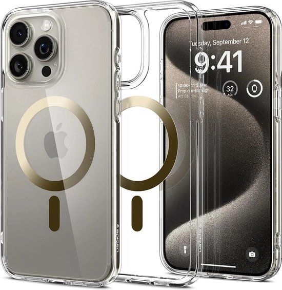 Spigen Ultra Hybrid MagSafe iPhone 15 Pro Max Hoesje Goud
