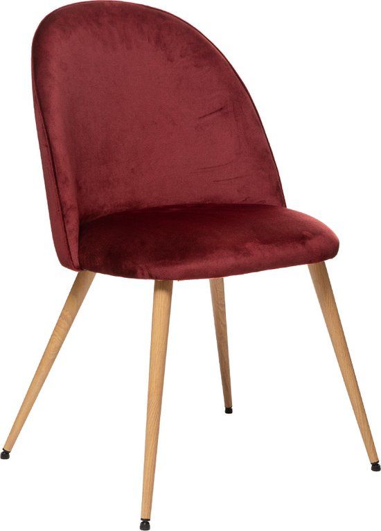 Velvet Eetkamerstoel Nathan Rood - Design - Metaal - 47 cm