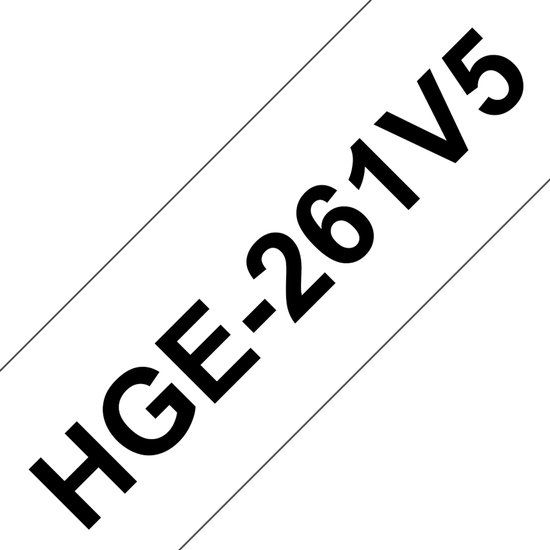 Brother HGE-261V5 hoogwaardige labeltape zwart op wit – breedte 36 mm