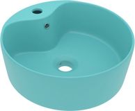 vidaXL Lavabo - 36x13 cm - Céramique - Vert Clair Mat - Rond - Avec Trop-plein