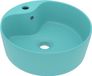 vidaXL Lavabo - 36x13 cm - Céramique - Vert Clair Mat - Rond - Avec Trop-plein