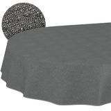 ANRO Tafelkleed Effen linnenlook Grijs Ovaal 180x140cm Met sierband Afwasbaar Waterafstotend
