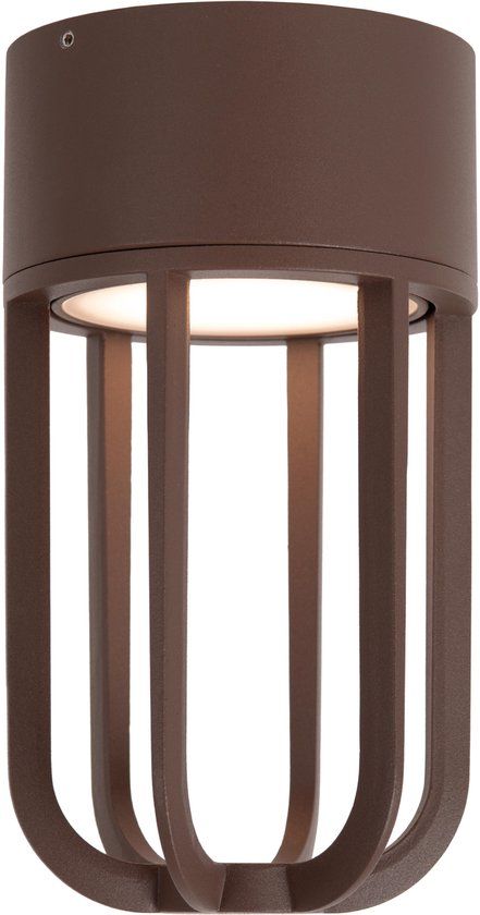Lucide WELLS - Plafonnière Binnen/Buiten - Ø 10 cm - LED - 1x8W 2700K - IP54 - Roest bruin