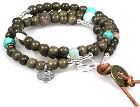 Heaven Eleven taupekleurige kralenarmband met echt natuursteen