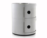 Kartell Componibili, Container 2 elementen, chroom, ronde basis