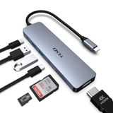 YLSCI USB C-hub, 7-in-1 type C-adapter met 4K HDMI, USB C 3.0, 2 USB 3.0, SD/TF-kaartlezer, 100 W USB C PD-adapter voor MacBook Pro/Air, Windows, HP en andere type C-apparaten
