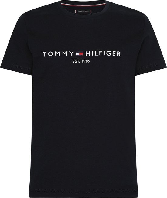 Tommy Hilfiger Logo T-shirt - Donkerblauw - Maat L - Heren