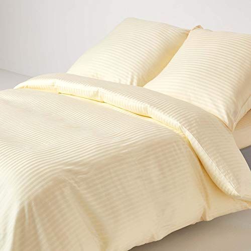 HOMESCAPES Pastel Geel Egyptisch Katoen Dekbedovertrek Set Euro 240x220cm