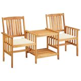 Acacia bois massif chaises de jardin avec table et coussins
