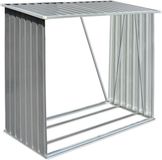 vidaXL Haardhoutschuur 163x83x154 cm gegalvaniseerd staal grijs