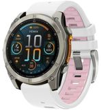 By Qubix - Siliconen bandje - Wit met roze - Geschikt voor Garmin Fenix 9 / 9 pro - 43mm