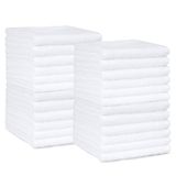Amazon Basics Gezichtsdoekjes voor in de badkamer, 100% katoen, extra absorberend washandje, sneldrogend, 30 x 30 cm, Wit, 24 stuks