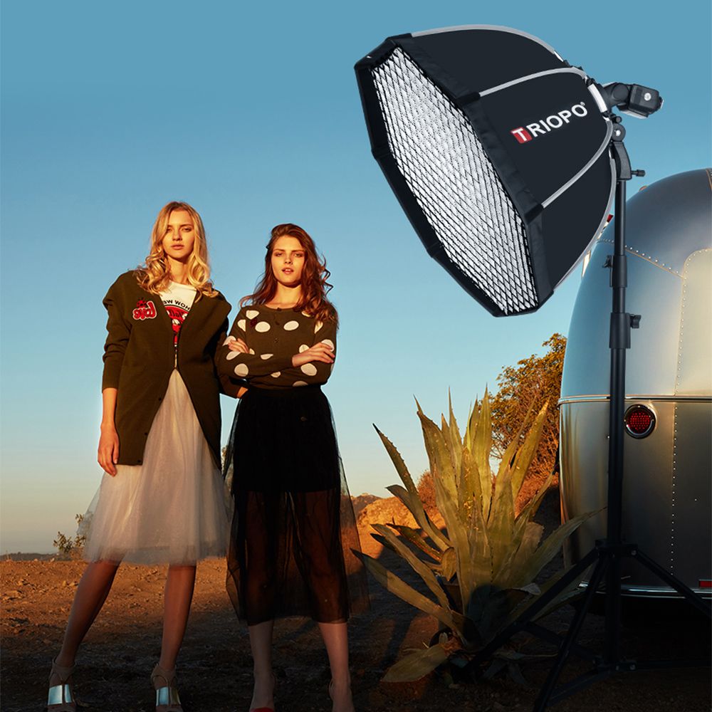 AMBITFUL Triopo 55cm 65cm 90cm 120cm Speedlite Portable Octagon Umbrella Softbox with Honeycomb Grid