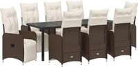 vidaXL Tuin Eettafel Set 9-delig Bruin Polyrotan