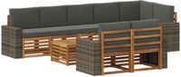 vidaXL - Bank loungeset - Massief acacia hout - Natuurlijk en antraciet - 4 zitplekken